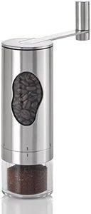 AdHoc Mrs. Bean Stainless Steel Coffee Grinder - 7" Manual Coffee Burr Grinder with Adjustable Coarseness Settings - Stainless Steel Coffee Bean Grinder - Easy-to-Clean Kitchen Tool