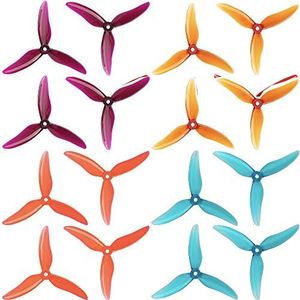 16pcs 3-Blade Props high-Speed Propellers Popo, 5inch 128mm CW CCW for Racing Frame FPV Drone 2205 2206 2306 2307 Brushless Motors,GEMFAN 51499（4 Colors）