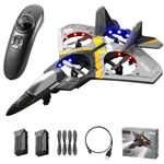 Goolsky RC Plane Airplane Toys Ready To Fly 2.4GHz 6CH EPP Drone Remote Control Helicopter Toy 4 Motor Helicopters Adult with Function Gravity Sensing Stunt Roll Cool Light Battery, Silver 2 Battery