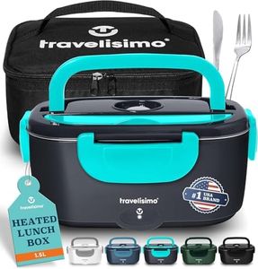 TRAVELISIMO Electric Lunch Box for Adults 100W Heated Lunch Box For Men 1.5L Stainless Steel Portable Food Warmer, 12/24/110V for Travel & Work, Loncheras Electricas Para Calentar almuerzo