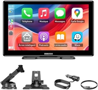 ESSGOO CarPlay Voiture 9 Pouces, Prend en Charge A-pple CarPlay sans Fil & Android Auto, Mirror Link, Appels Mains Libres Bluetooth, Siri & Assistant G-oogle – Adapté à Plusieurs Véhicules