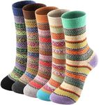 Clothirily Wool Socks - Wool Socks for Women, Womens Wool Socks, Warm Socks for Women Men, Thick Winter Socks Cozy Socks, 5 Pairs,tth, 5-9, One size