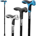 FDI Premium Soft Step Lightweight Aluminium Comfort Grip Walking Stick Cane - Blue