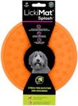 LickiMat Splash, Dog Slow Feeder Bowl for Boredom & Anxiety Reduction, Sticks to Smooth Surface; Perfect for Food, Treats, Yogurt, or Peanut Butter. Fun Alternative to a Slow Feed Dog Bowl, Orange