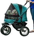 Pet Gear NO-Zip Double Pet Stroller, Zipperless Entry, for Single or Multiple Dogs/Cats, Plush Pad + Weather Cover Included, Large Gel-Filled Tires, 1 Model 3 colors