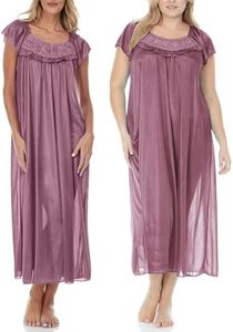 Ezi Women's Satin Silk Ruffle Nightgown,Light Pink,XL