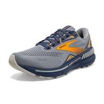 Brooks Men's Adrenaline GTS 23 Sneaker, Grey/Crown Blue/Orange, 7 UK