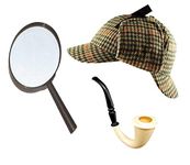 Sherlock Holmes Fancy Dress Accessory Set Deerstalker Hat + Magnifying Glass + Victorian Look Pipe Detective Kit