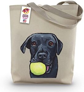 Black Lab Tote Bag - Gifts For Mom - Black Lab Lover Gift - Black Lab Gifts For Women - Handmade Totes - Black Lab Canvas Totes - Cute Black Labrador with Ball Shopping Bag - Grocery Bag - Beach Bag