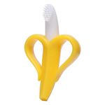 Moppets Silicone Baby Banana Teether & Infant Toothbrush, Ergonomic Grip And Dust-Resistant (Yellow)