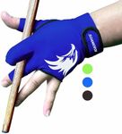 soamotoi Pool Glove Left Hand 3 Finger, Professional Billiards Glove Quick Dry Breathable, Durable Snooker Pool Cue Glove for Men Billiards Accessories 1 PC Blue