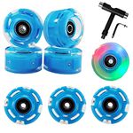 FREEDARE Roller Skate Wheels 54mm Skateboard Wheels and Bearings Indoor Outdoor Luminous Light Up Skate Wheels 83A with T Tools for Double Row Skating and Skateboard (8 Pack) (54 * 32mm-Blue)