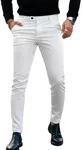 Mens White Dress Pants Slim Fit Pantalones De Vestir para Hombres(32W30L,White with Extended Belt)