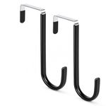 Elenviorina 2 Pcs Wreath Hanger for Front Door, Black Metal Wreath Door Hangers, Heavy Duty Carbon Steel Hooks for Christmas Halloween Decorations, 5 Inch Height, Home Décor Accents