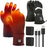 SoulBay Heated Gloves for Men and Women, 1 Pair Heated Gloves with a Pair of Winter Gloves for Winter Outdoor, Motorcycle, Cycling, Skiing. 3 Temperatures, Touchscreen, Waterproof, Size L