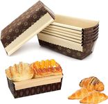 SMARTBUYER 10 Pcs Rectangle Paper Loaf Pans for Baking Disposable Baking Loft Mold Kraft Paper Bread Loaf Pan for Quick Bread Small Pumpkin Meatloaf, Microwave Oven