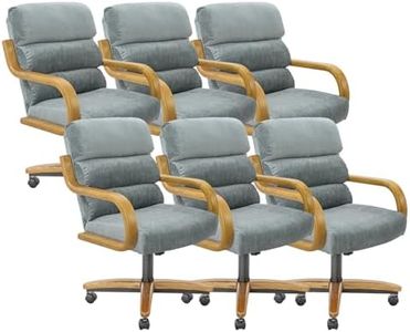 Chromcraft Set of 6 Swivel Tilt Chairs, Ultra Comfy Kitchen Chairs Wooden Cap and Wheels for Kitchen Room