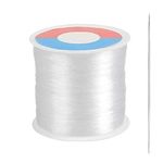 TOKERD 500m Clear Nylon Thread for Hanging Decorations and Sewing, 0.3mm Strong Clear Beading Thread for Wedding Decorations Jewellery Making, Invisible Nylon Thread Wire/Line with Bead Needle