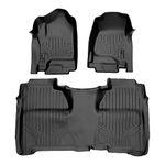 MAXLINER Floor Mats 2 Row Liner Set Black for Crew Cab 2014-2018 Silverado/Sierra 1500-2015-2019 2500/3500 HD