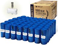 GORILLA SUPPLY 1000 Dog Poop Waste Bags with Dispenser and Leash Tie, 9" x 13", Blue, 1000 Count