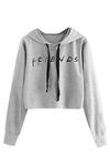 Idepet Women’s Casual Letters Print Crop Top Loose Pullover Friends Shirt Teen Girl TV Show Hoodie Sweatshirt(Grey,Small)