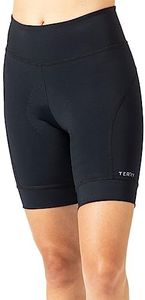 Terry Bike Shorts Women Padded Breakaway Hi Rise High Waist Cycling Shorts for Women with Padding, Compression Short - Black, Medium