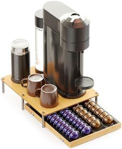 SpaceAid Bamboo Coffee Pod Holder Drawer Storage Compatible with Nespresso Vertuo Capsules, Coffee Station Accessories Holder Organizer Tray Compatible with 40 Big or 56 Small Pods, Natural