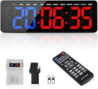 Wiskyn Gym Timer, 13.2" Large Gym Clock with Count Down & Up Stopwatch, Workout Interval Timer with Adjustable Brightness/Volume, Fitness Digital Clock for Home Gym Office