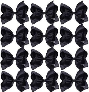 Large Boutique Hair Bows 6 Inch Cheerleading Cheerleader Cheer Bow Alligator Clips For Baby Girl Teens Women (Black)