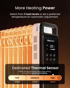 Pro Breeze 2500W Oil-Filled Radiator Heater – Black