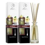 Reed Diffuser Vanilla - 2x100ml - Room Diffusers Set - Scented Diffusers with Sticks - Home Fragrance - Air Freshener - Vanilla Aroma - Room Fragrance - Vanilla Scent