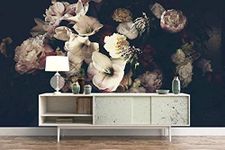 Dark Floral 3D Wallpaper Mural, Peony Blossom Large Custom Mural, Waterproof HD Photos Art Modern Space Design for Bedroom Living Room Study137"（W） x 102"（H）