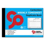 Cherry | NCR | Weekly Timesheet | Duplicate Book | SL (Small and Light) | A5 | 40 Sets