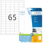 HERMA Self Adhesive Multipurpose Labels, 65 Labels per A4 Sheet, 10 Sheets, 38.1 x 21.2 mm, 650 Labels, Blank Universal Labels Stickers, Sticky Labels for Laser & Inkjet Printer, White