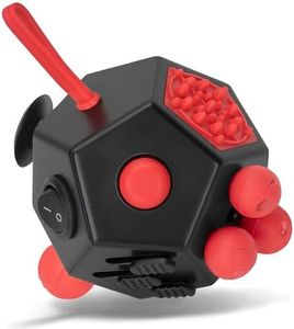 Milifox 12 Sided Fidget Cube - Fidget Cube Toy for Adults & Kids, Anti-Stress Anxiety Relief Original Infinity Focus and Concentration Toys (Black Red)