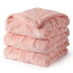 PHF Tufted Sherpa Fleece Blanket Queen Size, 510GSM Warm 3D Jacquard Sherpa Blanket, Reversible and Thick Blanket for Winter, Fuzzy Soft Cozy Shaggy Fleece Blanket for Sofa Bed, Pink, 90"x90"