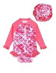 puseky Baby Girls One Piece Swimsuit Zip Rash Guard Swimwear Ruffled Long Sleeve Cute Mermaid Bathing Suit 3-6 Months