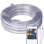 Areful 16.4 Feet Flat Flexible LED Rope Lights Color Changing RGB Strip Light with Remote Control 8 Colors Multiple Modes Plug in Novelty Light Connectable and Waterproof for Home Kitchen Outdoor Use