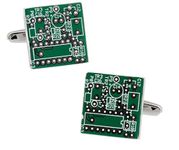 Upcycled Green Circuit Board Computer Chip Motherboard Cufflinks with Presentation Box