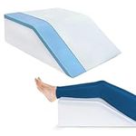 Abco Tech Leg Elevation Pillow with Foam Top (Cooling Gel) - Leg Rest Relieves Back, Hip and Knee Pain - Leg Elevation Pillows for Blood Circulation, Reduces Swelling - Washable Cover