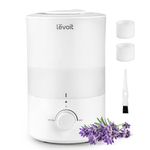 LEVOIT Humidifiers for Bedroom Large Room, 3L Cool Mist Top Fill Oil Diffuser for Baby Nursery and Plants, 360 Degree Nozzle, Quiet Rapid Ultrasonic Humidification for Home Whole House, White