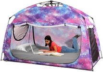 Indoor Instant Privacy Bed Tent for Sleeping,Quick Set-up Bed Canopies,Portable Bed Drapes with Large Space and 3 Doors (Galaxy, Twin)