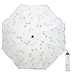 Maibar Sun Umbrella for Women SPF 50 Ladies UV Protection Umbrella UPF 50 Compact Lightweight Mini Umbrellas (Beige)