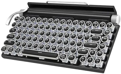 Retro Typewriter Keyboard Wireless, Mechanical Gaming Vintage Keyboard 83-Key Blue Switches Punk Round Keycap, 14 Modes Rainbow LED Backlight, Type-C, Bluetooth 5.0，Compatible with PC/Laptop/Pad/Phone