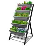 4Ft Vertical Raised Garden Bed - 5 Tier Food Safe Planter Box for Outdoor and Indoor Gardening Perfect to Grow Your Herb Vegetables Flowers on Your Patio Balcony Greenhouse Garden