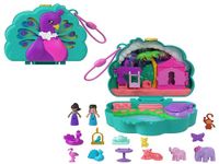 Polly Pocket Dolls and Playset, Peacock Garden Compact, Travel Toy with 2 Micro Dolls and Pets, Animal Accessories, HWN97