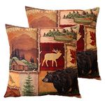 Deco4URLife Set of 2 Square 20X20 inch 50x50 cm Throw Pillow Cover for Women/Men, Short Plush Pillow Case Cushion Cover for Home Sofa Couch Living Room Car Decor - Rustic Lodge Bear Moose Deer