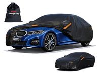 Kayme Car Cover Waterproof Breathable, Outdoor Full Cover Rain Sun Dust All Weather Protection with Zip and Cotton Lined, Fit Sedan (470 To 490cm) 3XL Black