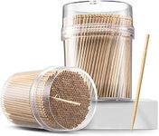 2000 Pieces Wooden Toothpicks | Reusable Container | Sturdy Smooth Finish Tooth Picks |Ornate Handle Cocktail Picks | Toothpicks For Appetizers | Toothpicks Wood