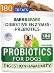 Dog Probiotics Chews - Gas, Diarrhea, Allergy, Constipation, Upset Stomach Relief, with Digestive Enzymes + Prebiotics - Chewable Fiber Supplement - Improve Digestion, Immunity - Made in USA - 180 Ct